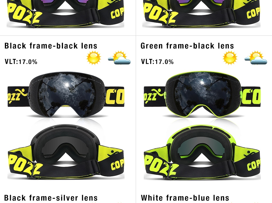 COPOZZ brand ski goggles double layers UV400 anti-fog big ski mask glasses skiing snow men women snowboard goggles GOG-201 Pro