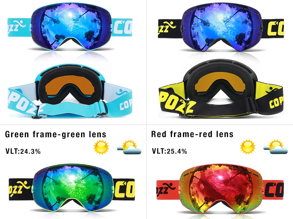 COPOZZ brand ski goggles double layers UV400 anti-fog big ski mask glasses skiing snow men women snowboard goggles GOG-201 Pro